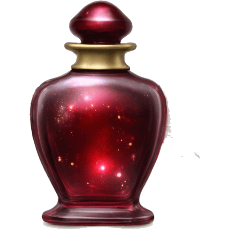 Dark red magic fairy sparkling old Antique oil perfume bottle with herbal and rose flowers emoji