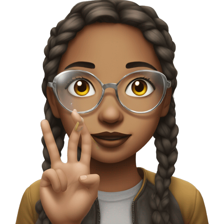 girl on the street portrait with glass on the hand emoji