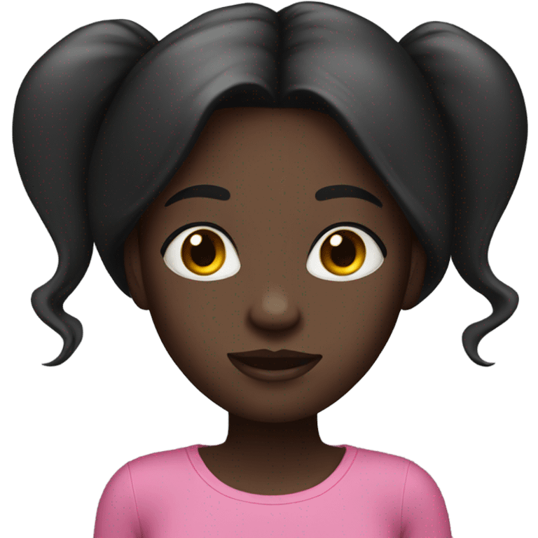 darkskin girl with black straight long hair and pink top emoji