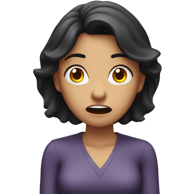 Woman with dark hair freaking out  emoji