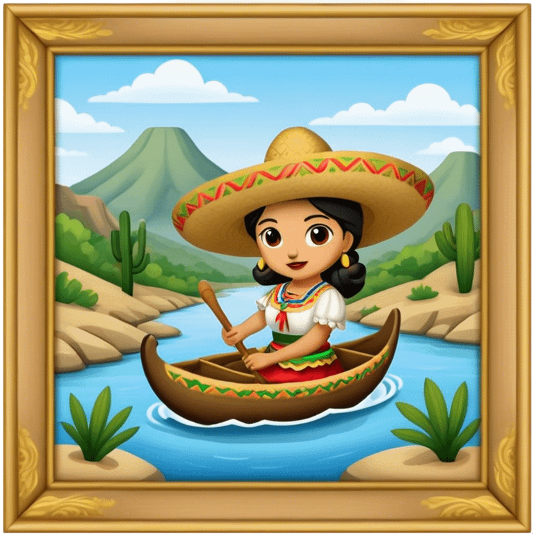 trajinera mexicana en un río emoji