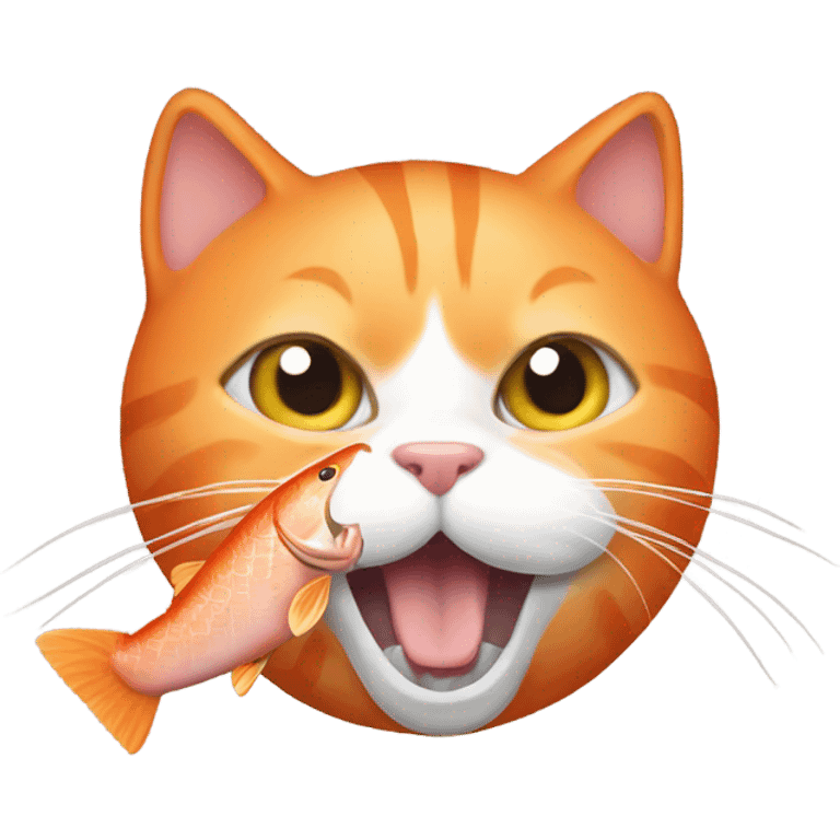 Orange cat eating salmon emoji