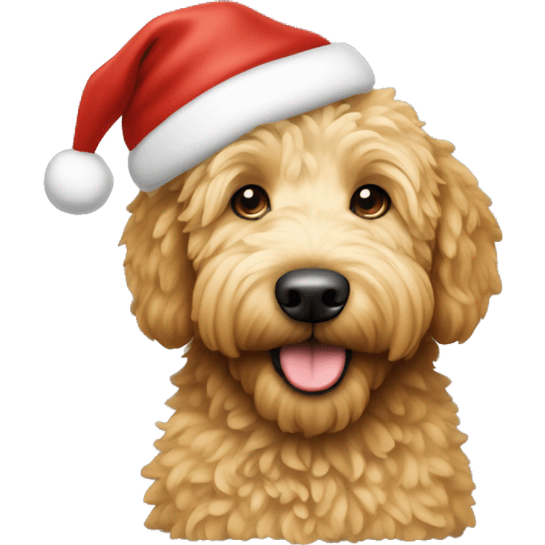 Golden doodle with christmas hat on  emoji