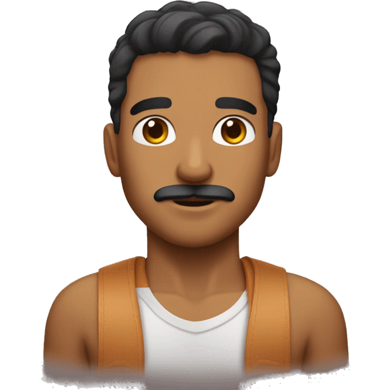 A guy have tan skin from jordan he have a mustache not condensed and littlebit wide nose emoji