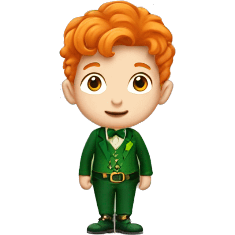 Short boy with orange hair wearing a leprechaun suit  emoji