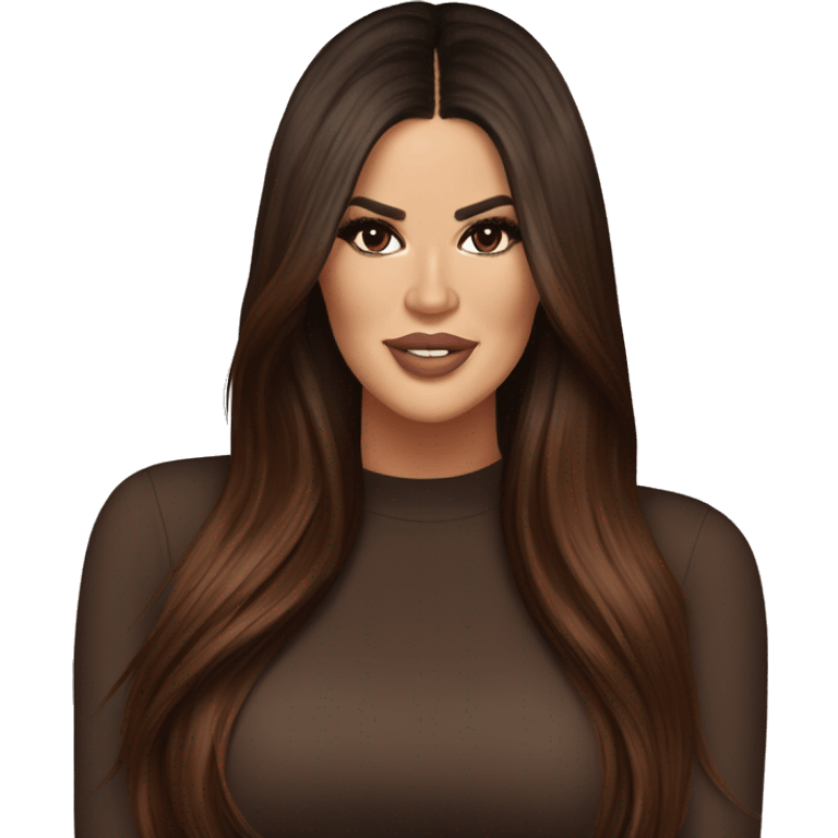 khloe kardashian with long dark red brown hair  emoji