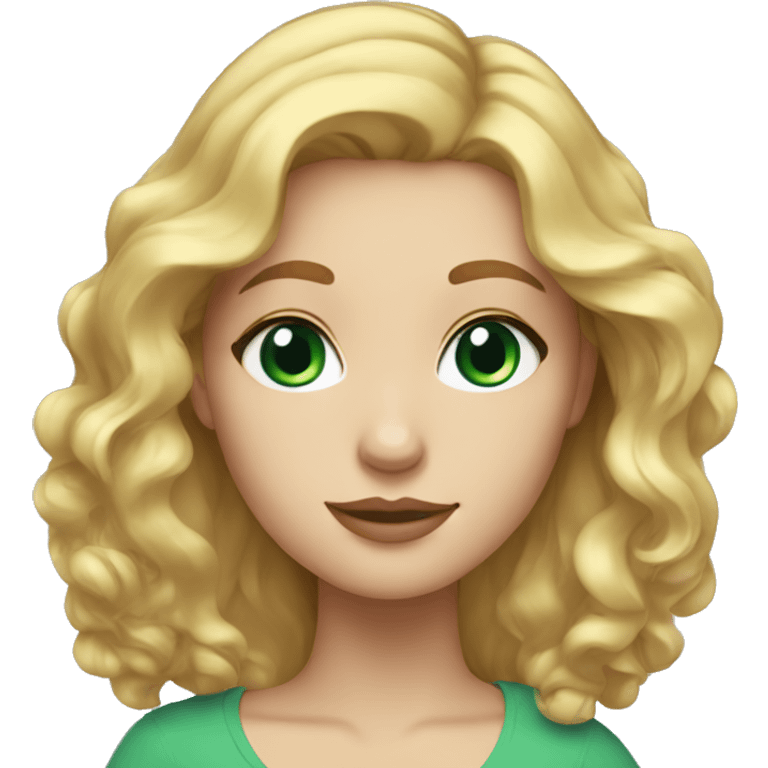 Cute woman with wavy blonde hair and green-blue eyes emoji