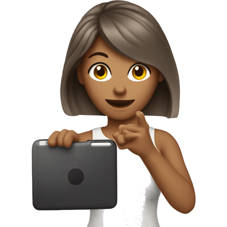 woman clicking pictures from mobile emoji