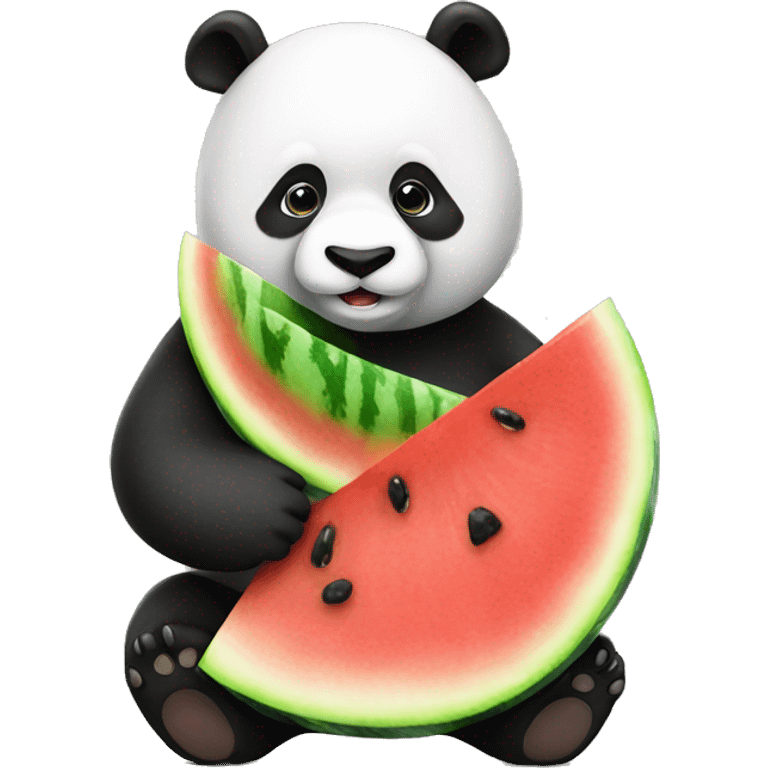 panda with watermelon emoji