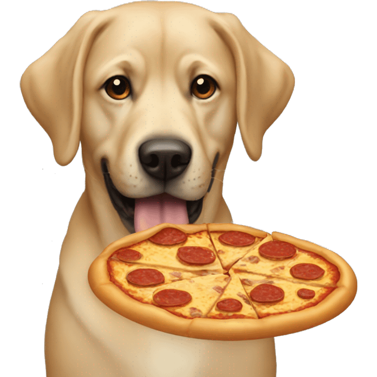 Lab eating pizza emoji