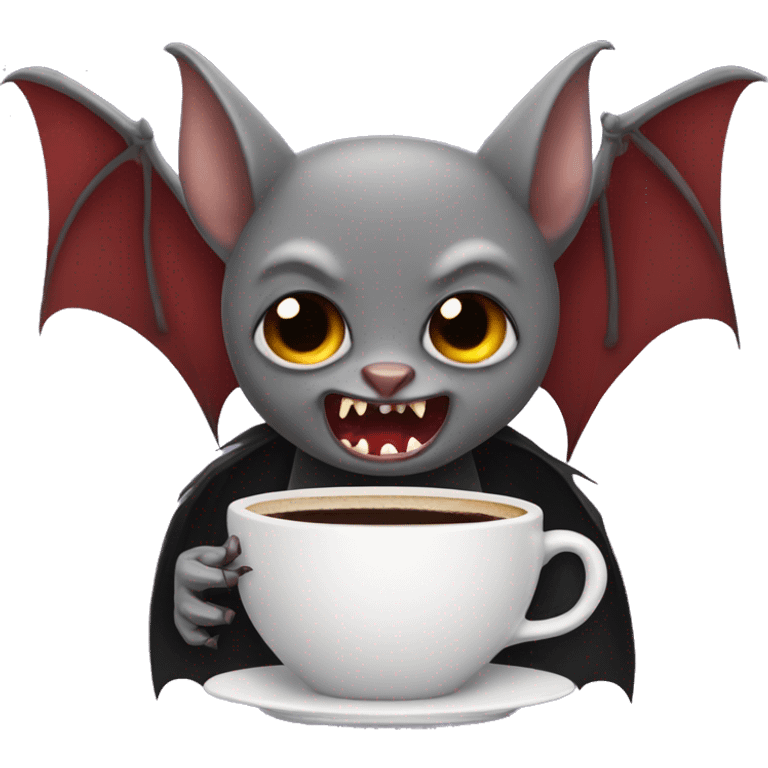 Vampire bat drinking coffee emoji