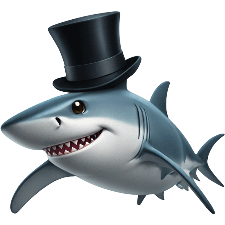 Shark with a top hat emoji