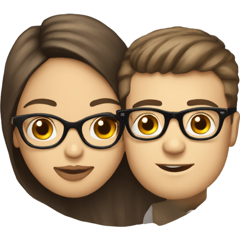 White Guy wearing glasses kissing brunette girl emoji