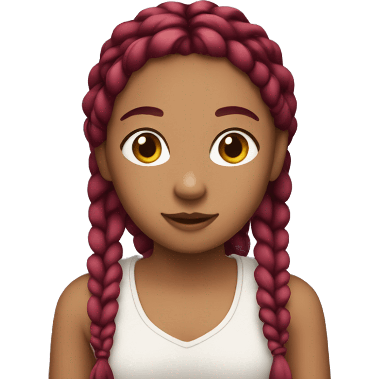 Girl with burgundy braids emoji