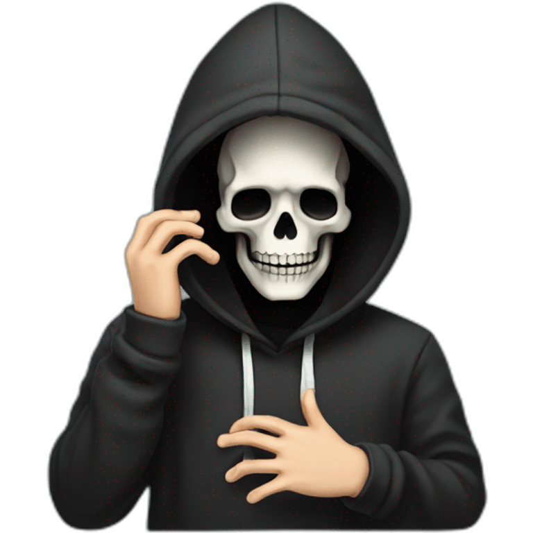 Skeleton programmer in black hoodie get face palm emoji