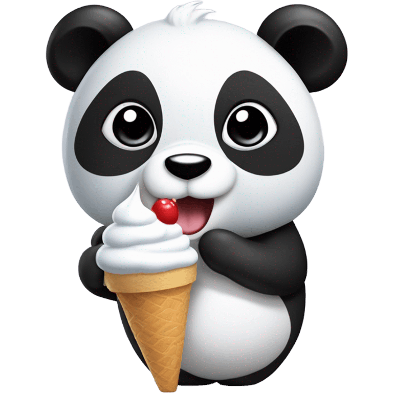 Panda eating ice cream emoji