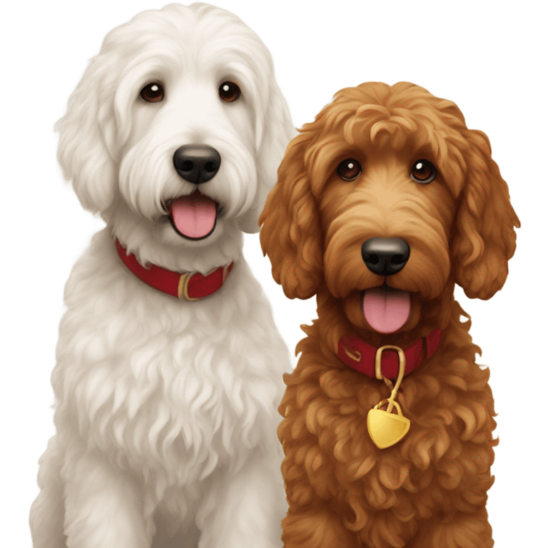 2 golden doodles (one red and one white) emoji