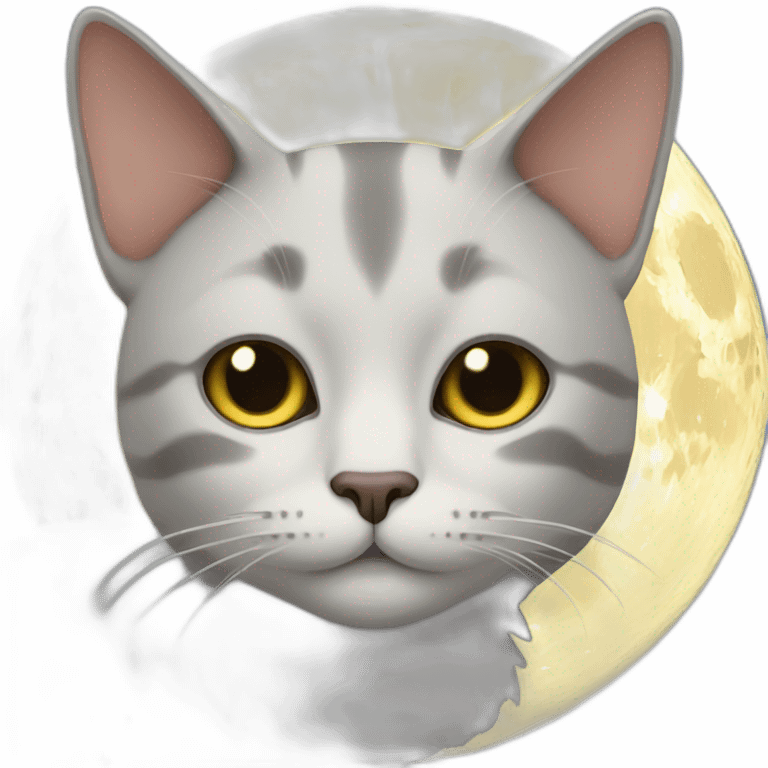 Cat with moon face emoji