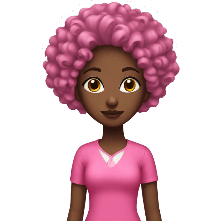 Black girl with curls and a pink outfit  emoji