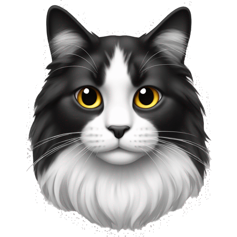 Black and white long haired cat emoji