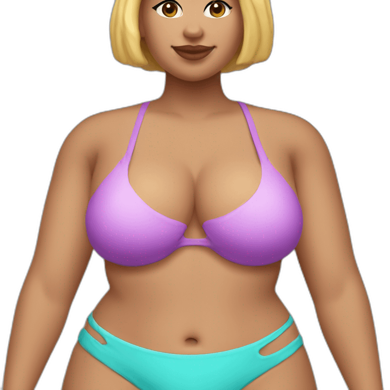 Slim-thicc Caucasian woman small bikini pose (beach body) emoji