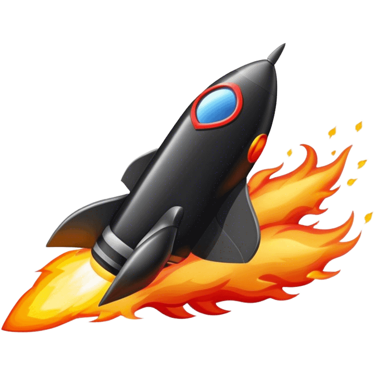 driving fine black rocket with fire color france emoji