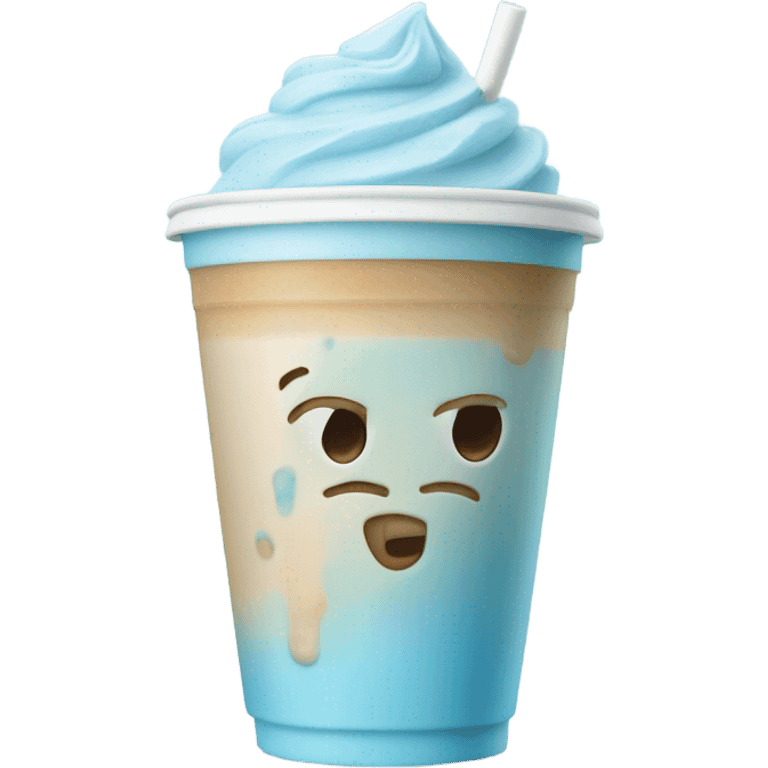 Pastel blue ice latte with ice and no cream in a takeaway cup emoji