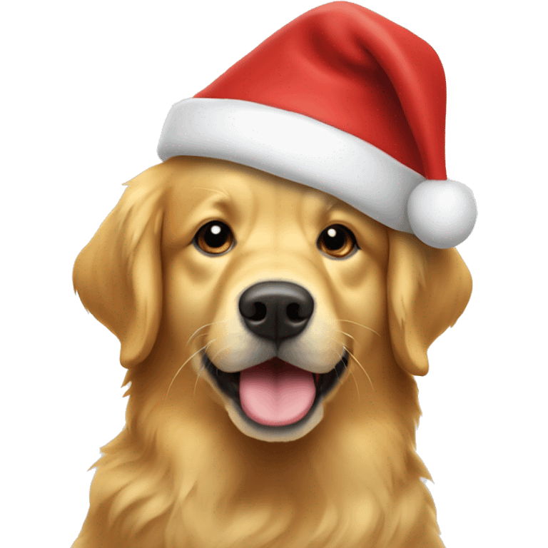 Golden retriever head in Santa hat emoji