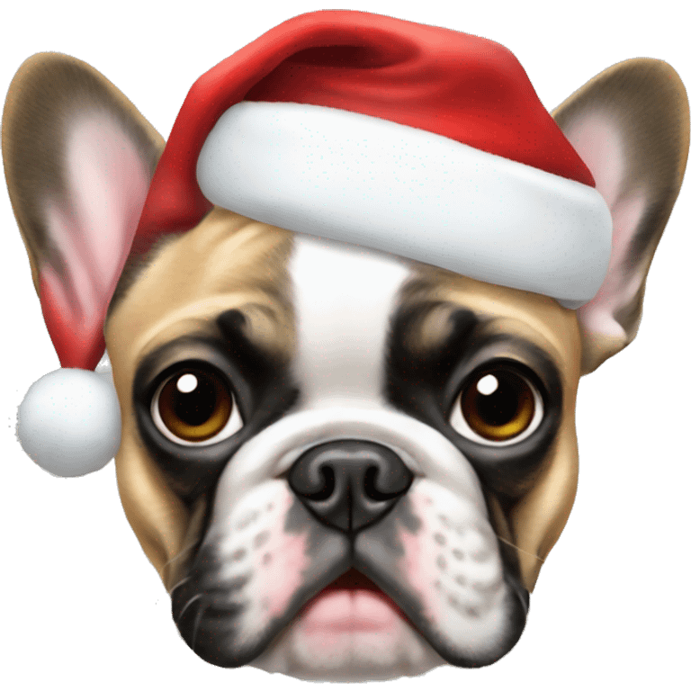 French bulldog with a Santa hat emoji