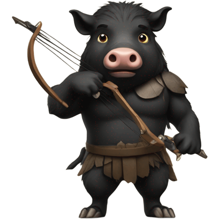 Black boar with crossbow in hand emoji