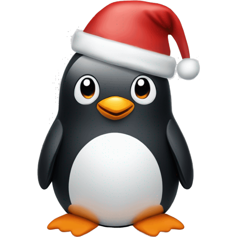 penguin with a Christmas hat  emoji