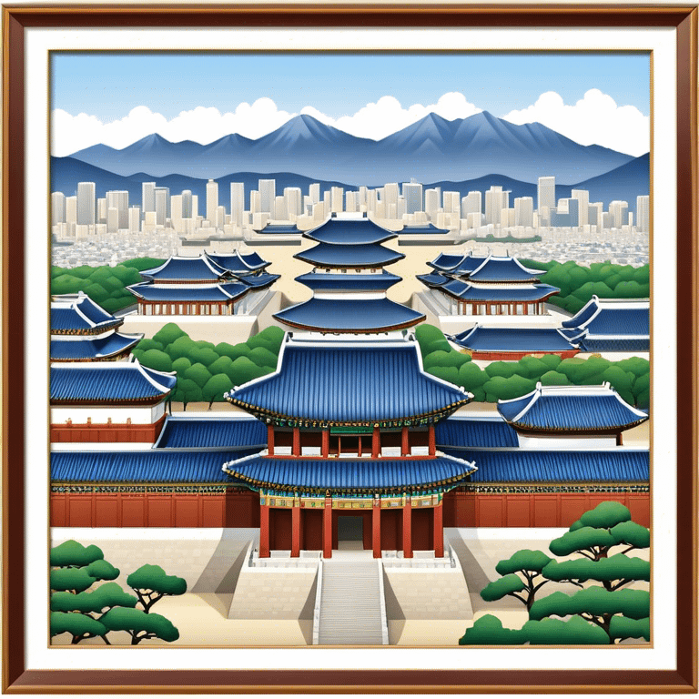 Cinematic Realistic Gyeongbokgung Palace Landmark Emoji, depicted with regal historic architecture rendered with intricate detail and majestic, dynamic lighting. emoji