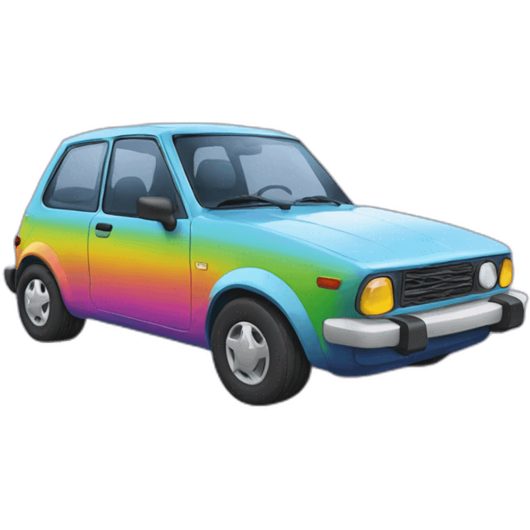 Voiture arc-en-ciel emoji