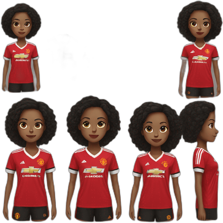 Black girl wearing Manchester United jersey emoji