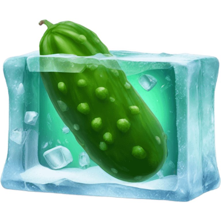 A pickle trapped in an ice block emoji