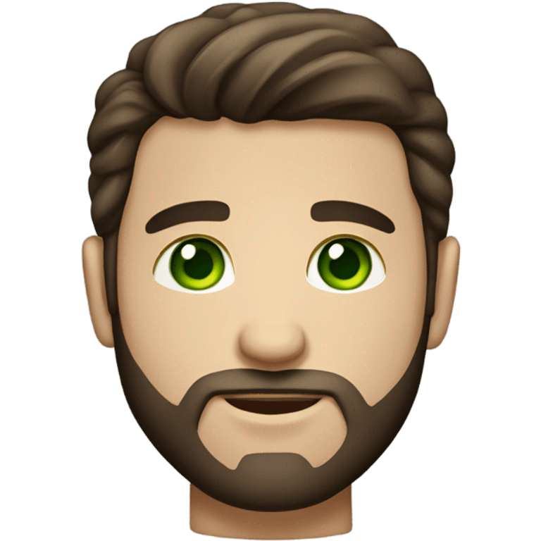 handsome brunette man with beard and green eyes light skin emoji