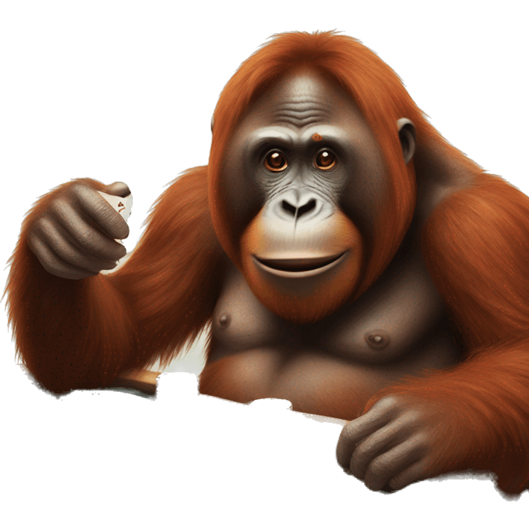 Orangutan playing poker emoji