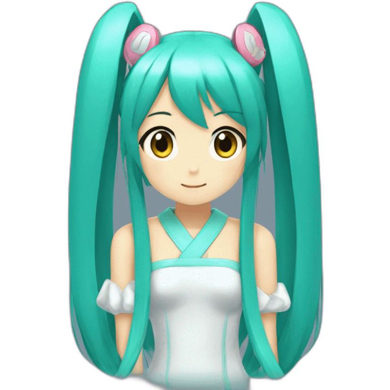 Hatsune Miku, viewed from the side, awaiting child. emoji