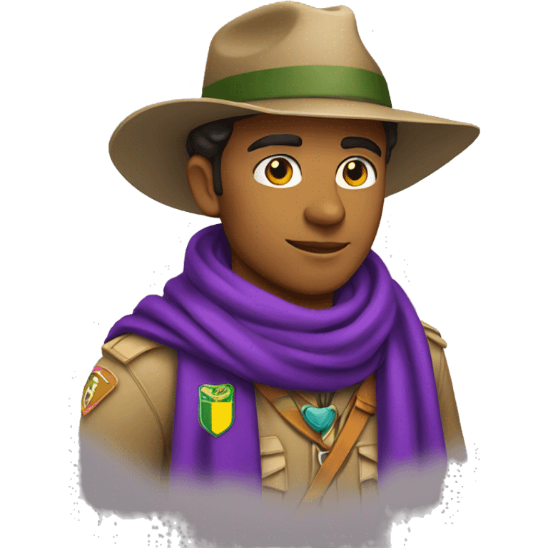 Brazilian scout with purple scarf around his neck emoji