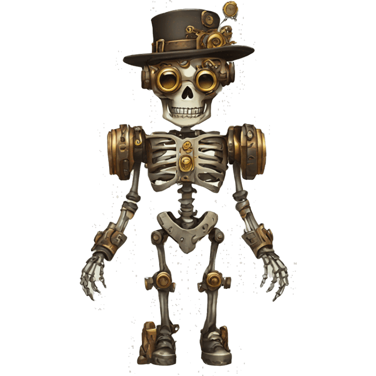 Skeleton robot in steampunk style emoji