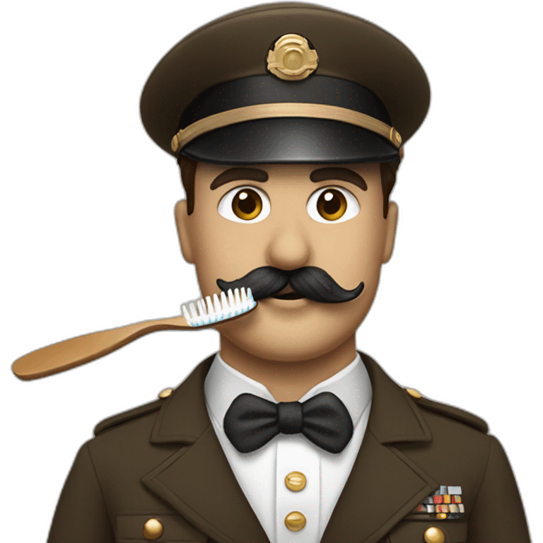 Charlie chaplin with military brown costum and toothbrush mustach emoji