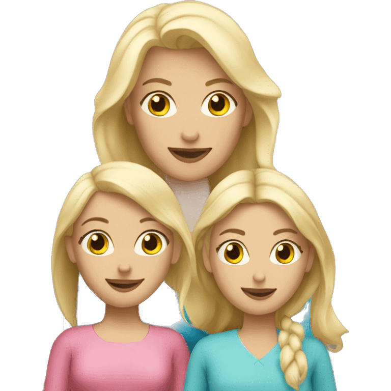 Blonde mom with two blonde girls emoji