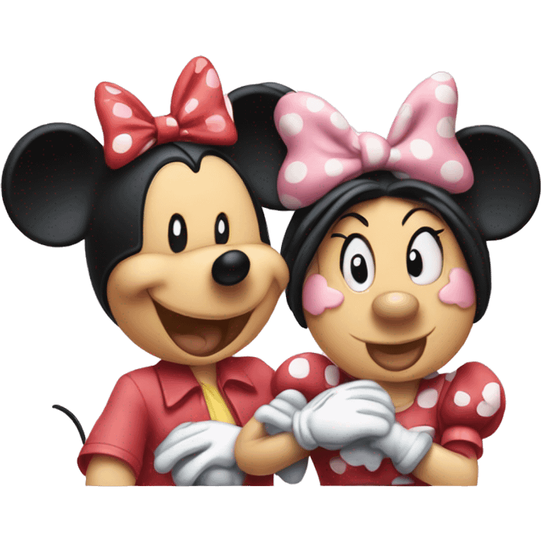 Mickie mouse with minnie mouse love emoji