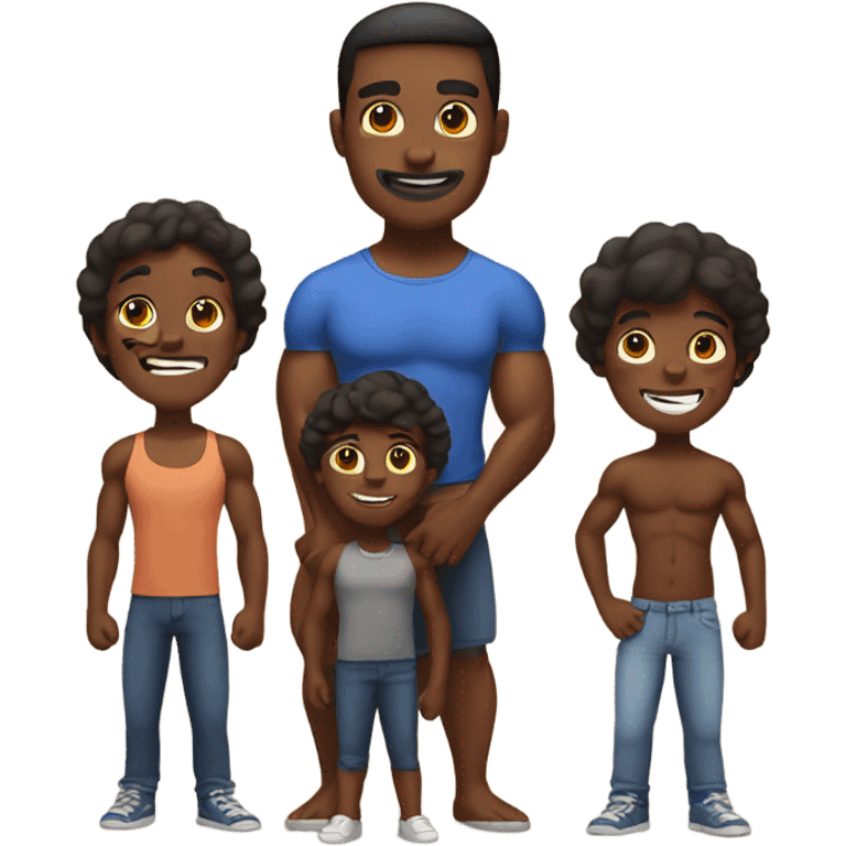 muscular brown skin family emoji