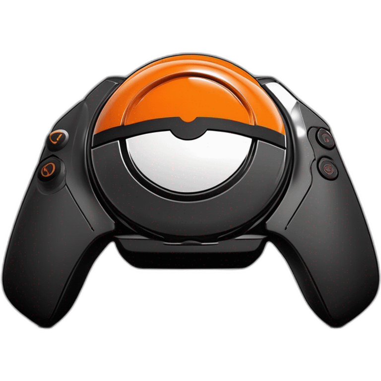 Pokeball orange color with logo geek joystick emoji