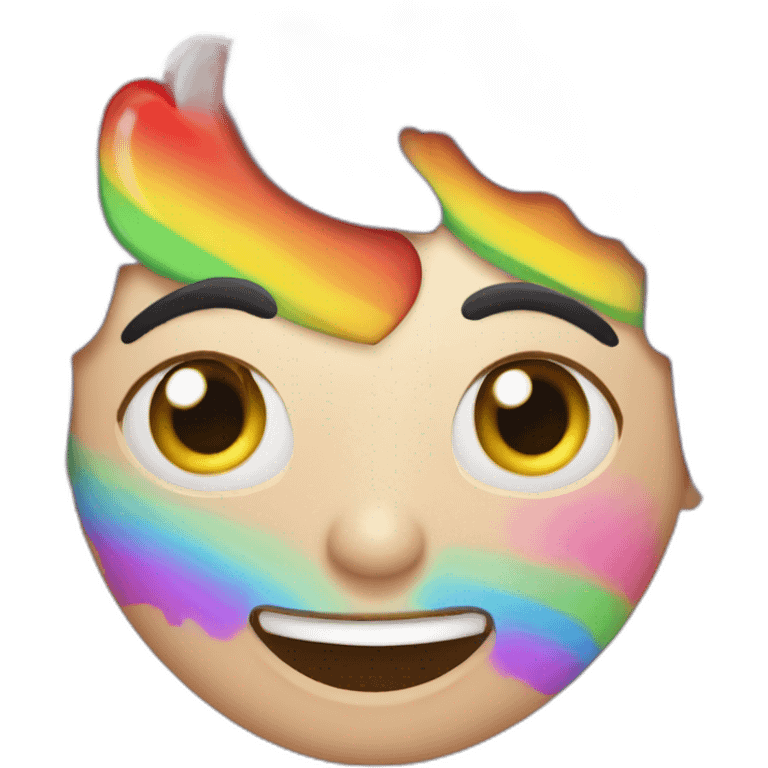 Dos Corazones arcoiris contentos emoji