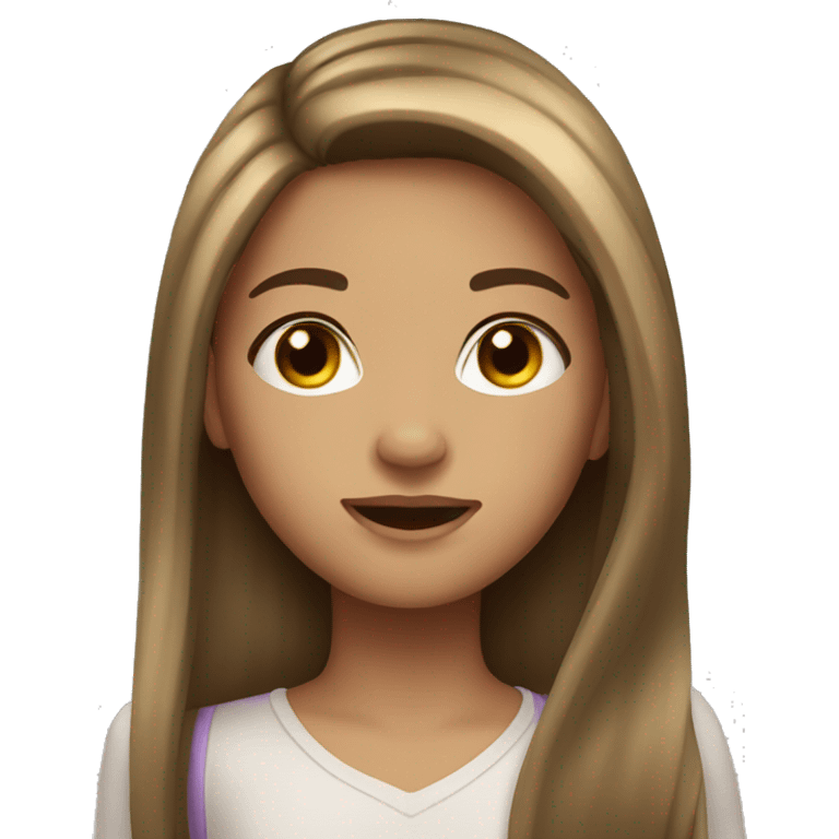 Emoji of a girl with long brunette hair, light skin, and eyelashes. emoji