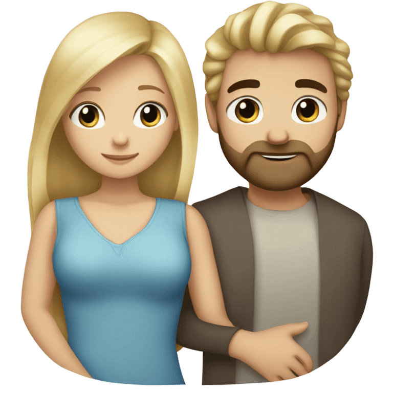 A girl with blond hair and brown eyes hugs a bearded blue-eyed man with blond hair emoji