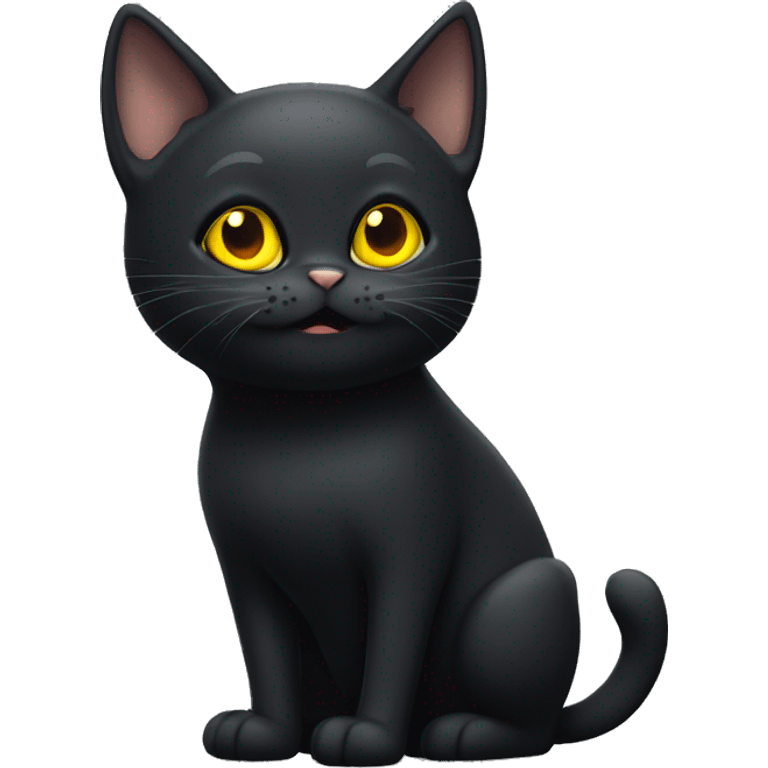 surprised black cat with yellow eyes emoji