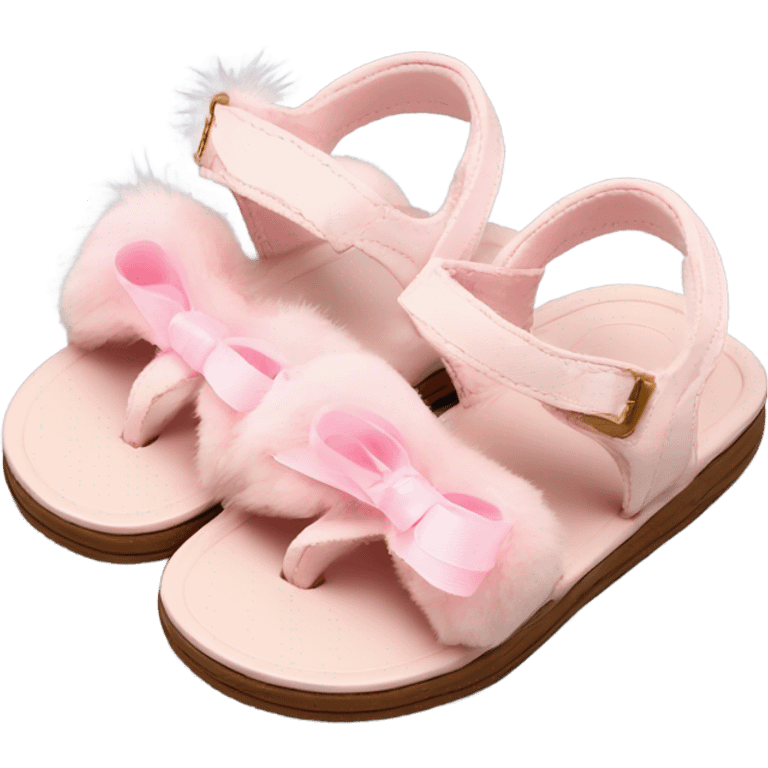 cute soft pink sandals with ribbon and fur for boys emoji